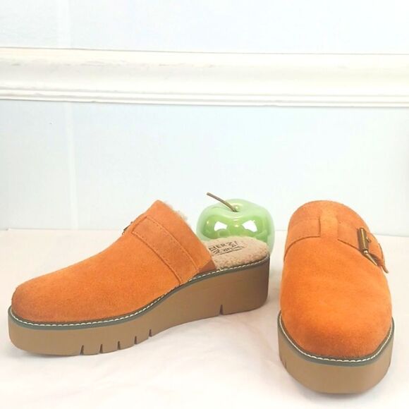Naturalizer Wayne suede slip on wedge platform mule/clogs in golden maple 8.5M - Picture 1 of 10